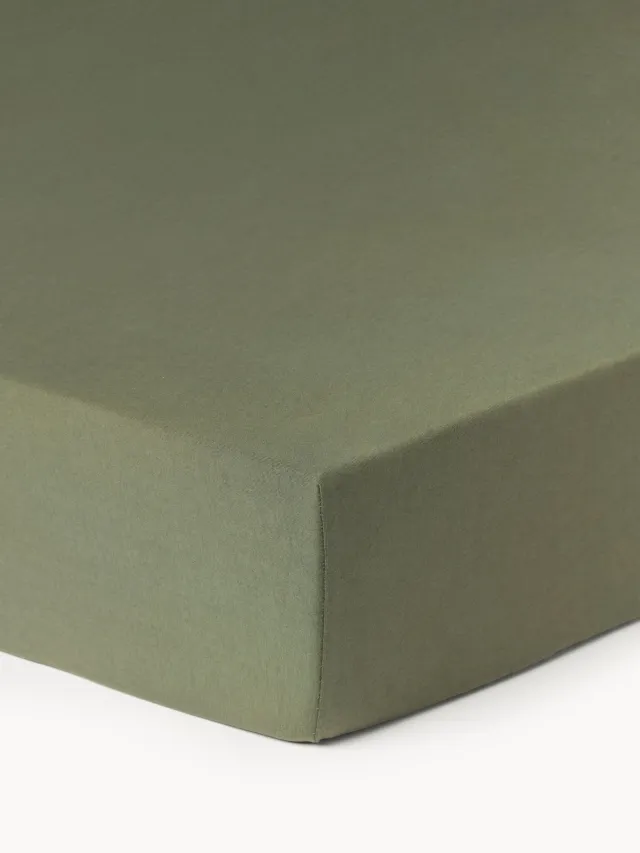 Westwing Collection Jersey topmatras hoeslaken Thany Groen