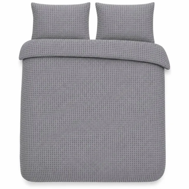 Heckettlane Dekbedovertrek Vafala - Effen Bedlinnen - 260x200-220 cm - Steel grey - Dekbedovertrek van Katoen