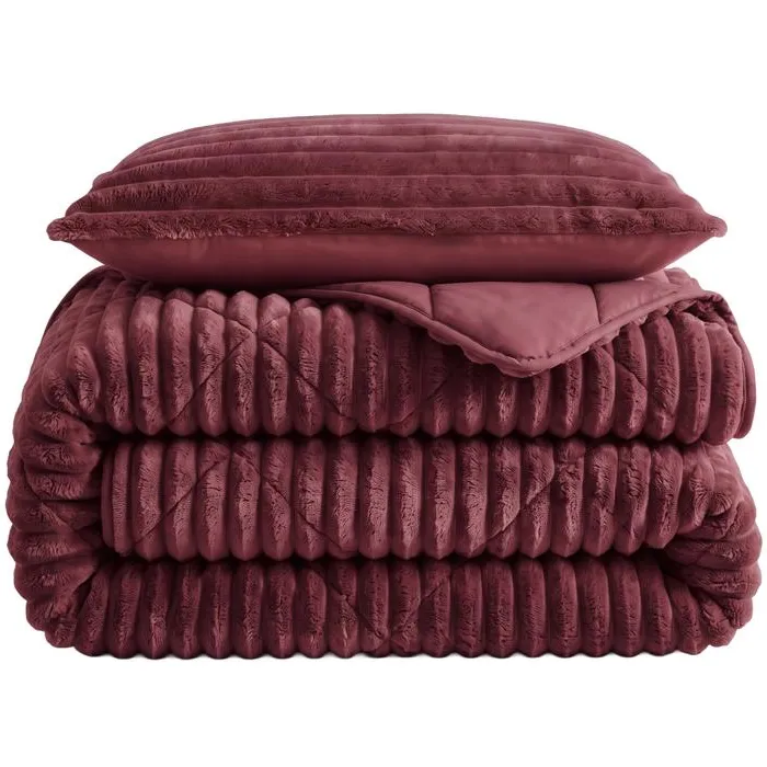Zensation Lazy all-in-one dekbed ribstof - bordeaux, foto 3