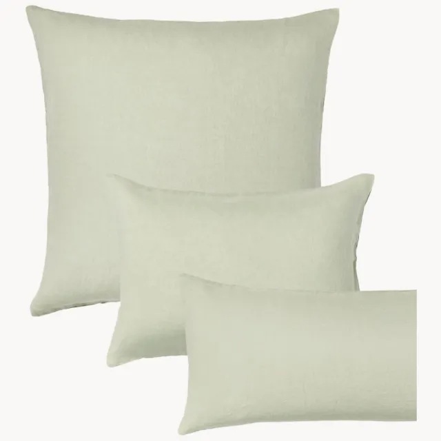 Westwing Collection Gewassen linnen kussenhoes Airy lichtgroen