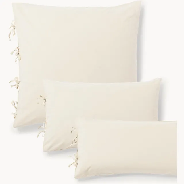 Westwing Collection Gewassen katoenen perkal kussensloop Leonie Beige