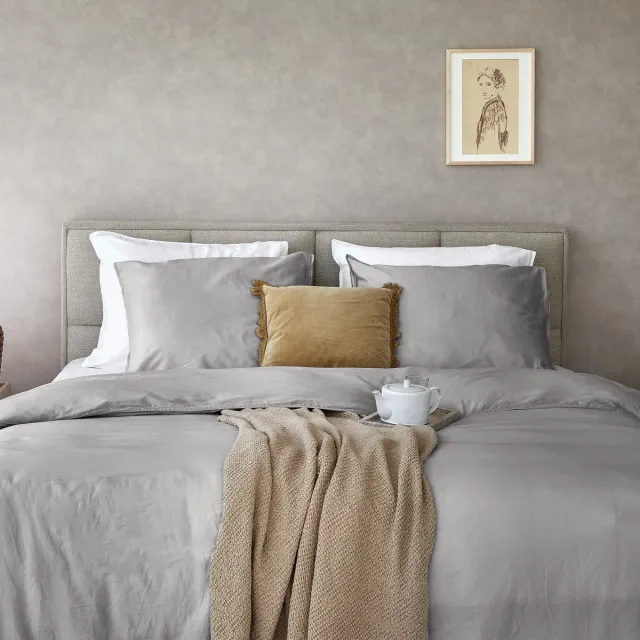 Dreamers Den gewassen Katoensatijn 300 TC Ice Grey - 240x200/220cm (260cm lengte) Grijs