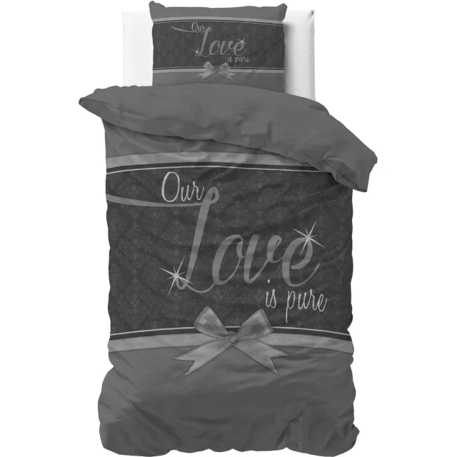 Valking Pure Love dekbedovertrek - Eenpersoons - 140x200/220 cm + 1x kussensloop 60x70 cm - Grijs