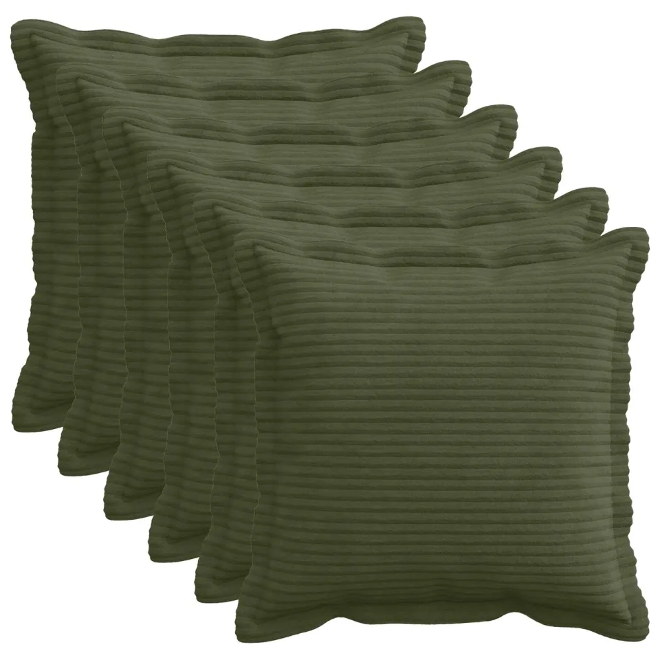 vidaXL Kussensloop 6 st HOUTEN Groen 50 x 50 cm corduroy, foto 3