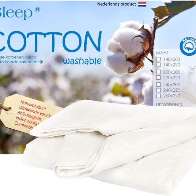 iSleep Zomerdekbed Katoen Wasbaar - 100% Katoenen Zomer Dekbed - Eenpersoons - 140x220 cm Wit