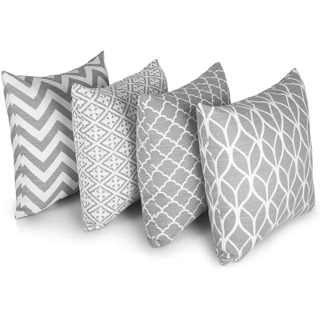 Unyqoos ® Luxueuze Set van Vier Decoratieve Kussenovertrekken voor Stijlvolle Woonkamerbank, 45 x 45 cm grijs