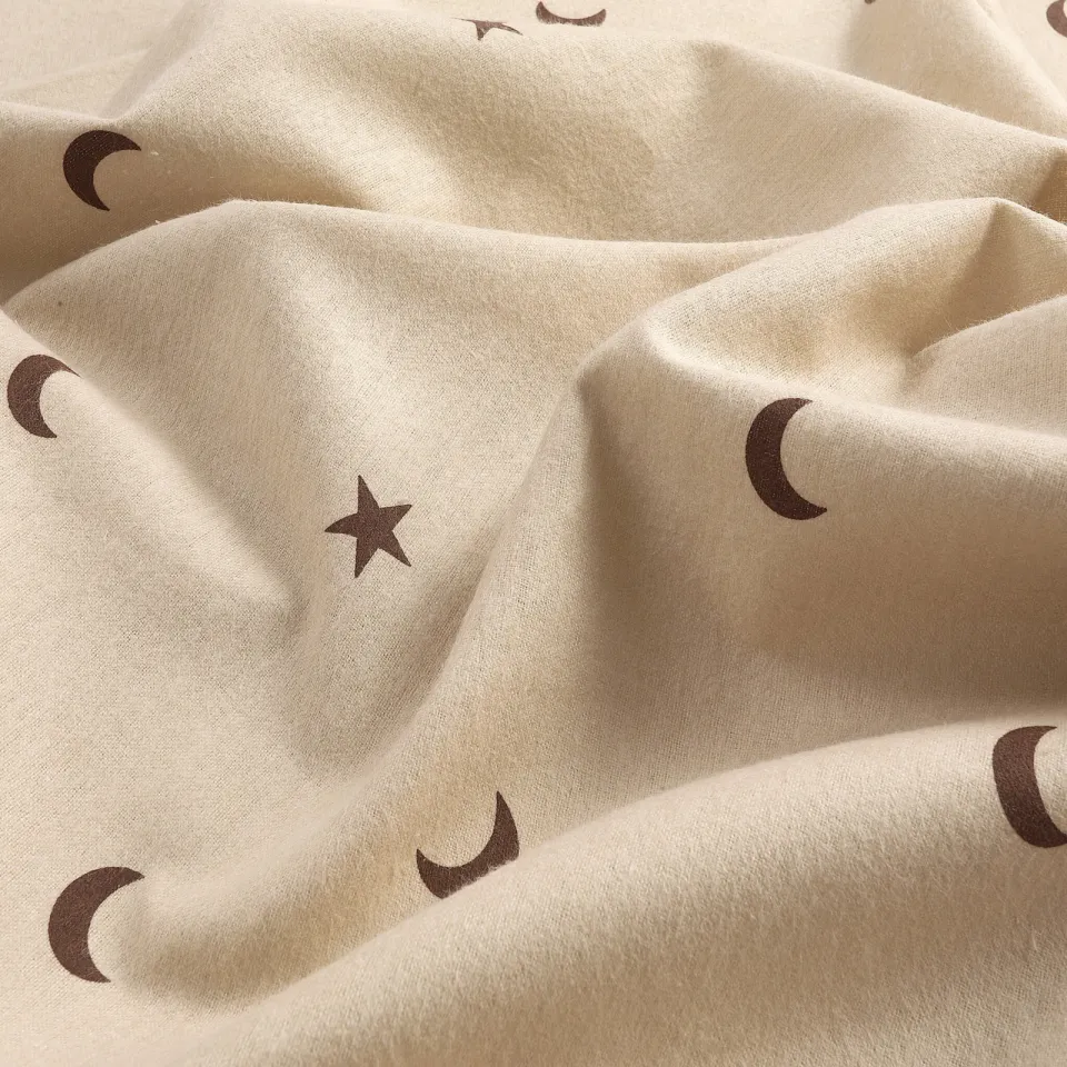 NOUS Kids Moon & Stars flanellen dekbedovertrek beige, foto 6