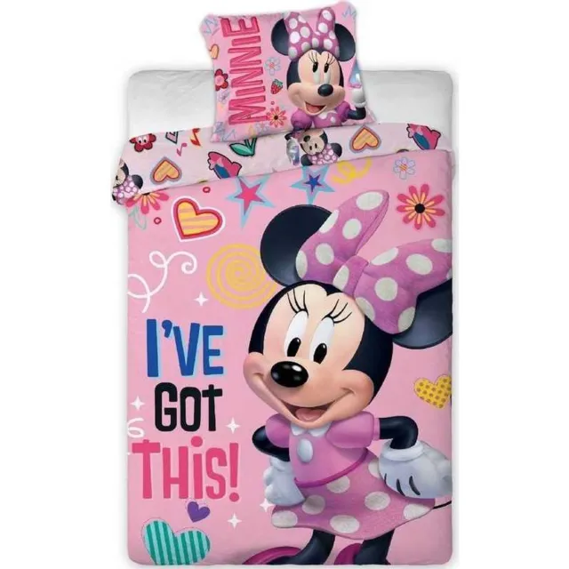 Disney Minnie Mouse "I've Got This!" Dekbedovertrek - Eenpersoons - 140x200 cm - Roze Multi