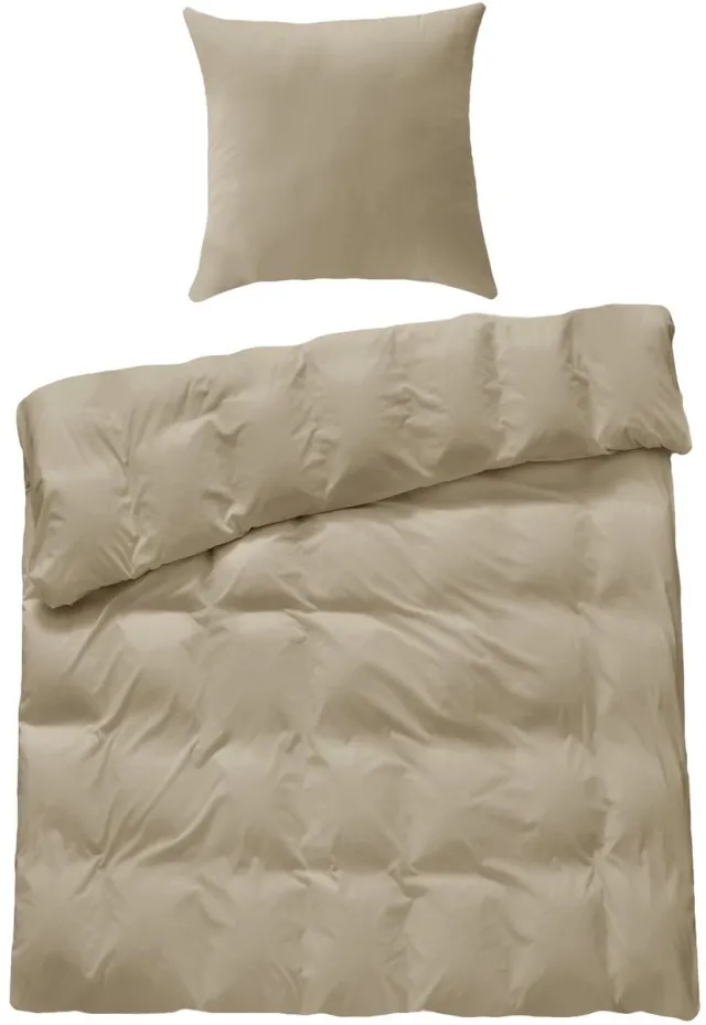 Unyqoos Zachte katoenen beddengoedset met ritssluiting en kussensloop in beige kleur