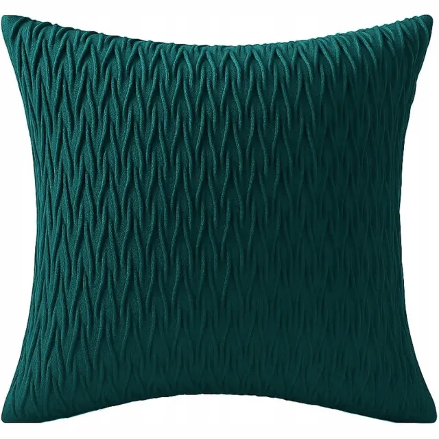 Fitizzio Decoratieve Kussenhoes 40x40 cm Velours met Golvend Patroon - Petrol