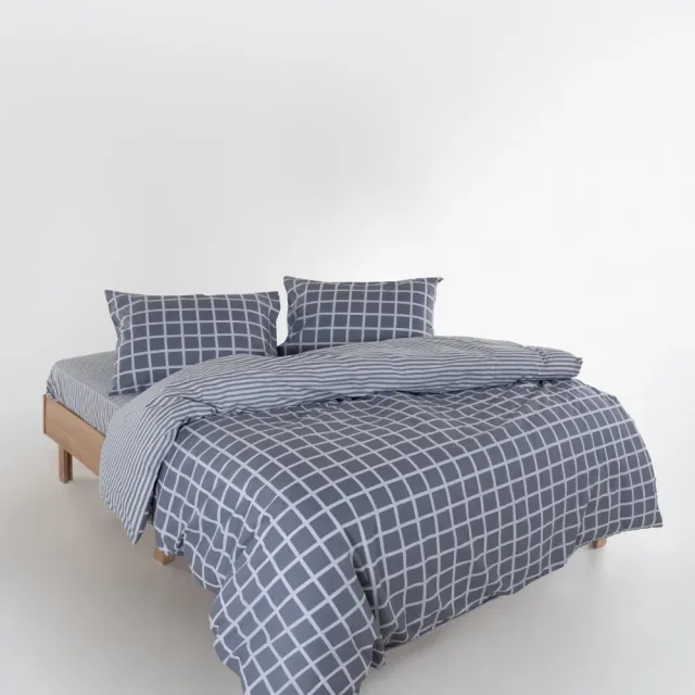 Luxury-Home Linear Calm Geometric Gray Design Duvet Cover Set – Soft Multicolor 100% Cotton Ranforce Single Size Bed Linen Set - Dekbedovertrekset met lineair, kalm geometrisch grijs design – zacht, veelkleurig 100% katoen Ranforce eenpersoonsbed