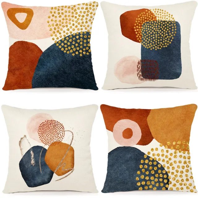 Ibenzoa Set van 4 Linnen Sierkussens – 60 x 60 cm, Moderne Boho Kussenslopen voor Bank en Slaapkamer A080