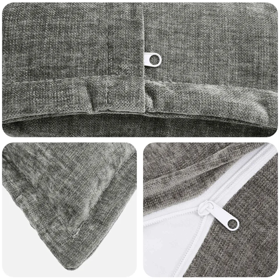 vidaXL Kussensloop 2 st HOUTEN Donkergrijs 80 x 80 cm Chenille Stof, foto 4