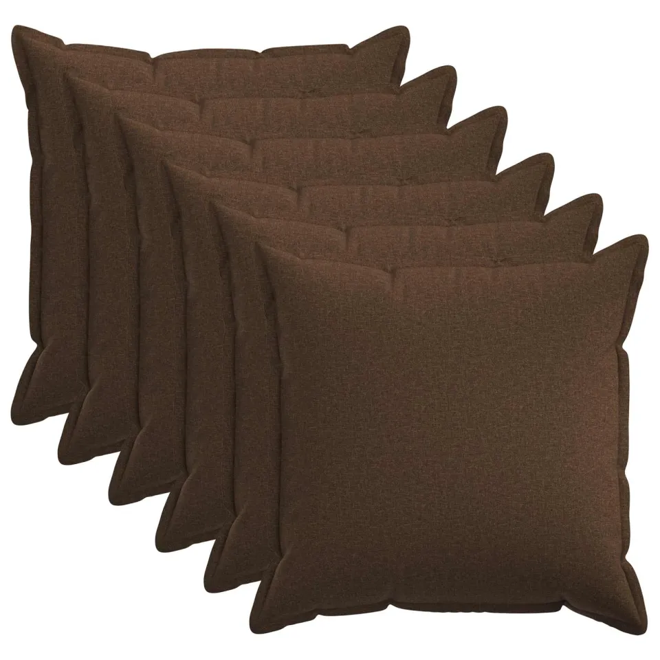 vidaXL Kussensloop 6 st HOUTEN Bruin 70 x 70 cm Faux Linnen, foto 3