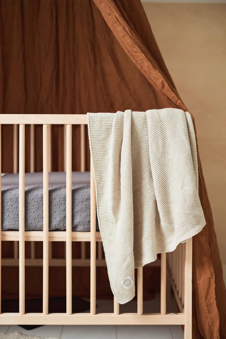Jollein Basic knit wiegdeken nougat beige, foto 5