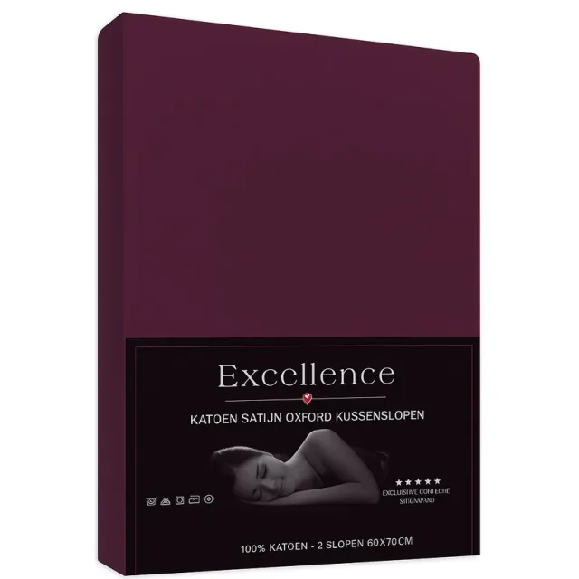 SENZATIONE 100% Katoen Satijn 1x Oxford Kussensloop met Volant 60x70+20+5 cm AUBERGINE 05