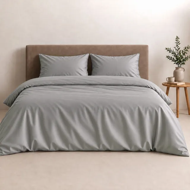 AMSTELINEN Dekbedovertrekset - 200x220 cm + 2 Kussenslopen 60x70 cm - 100% Biologisch Katoen 300 TC - Satijn Pebble Grey – Ademend & Temperatuurregulerend (1)