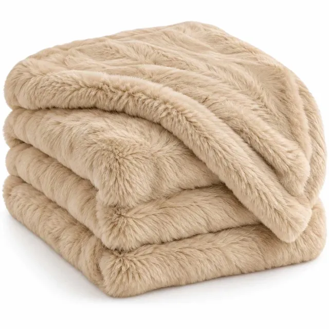 TEKZEN Lavella Collection - Pelus Deken - 200x240 cm - Taupe - Microvezel - Zachte Plaid