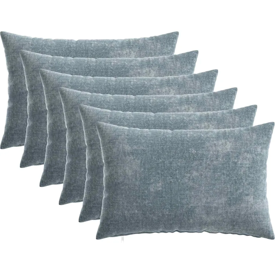 vidaXL Kussensloop 6 st HEERLEN Lichtblauw 50 x 70 cm Chenille Stof