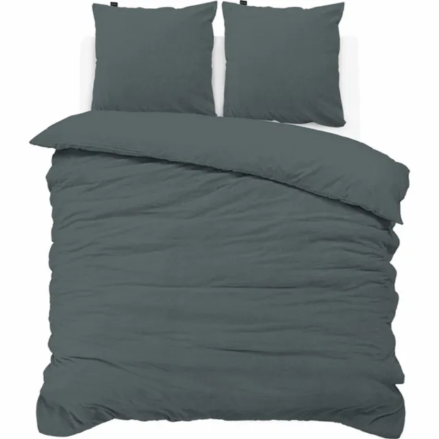 iSleep Dekbedovertrek Teddy Fleece - Litsjumeaux - 240x200/220 cm - Antraciet