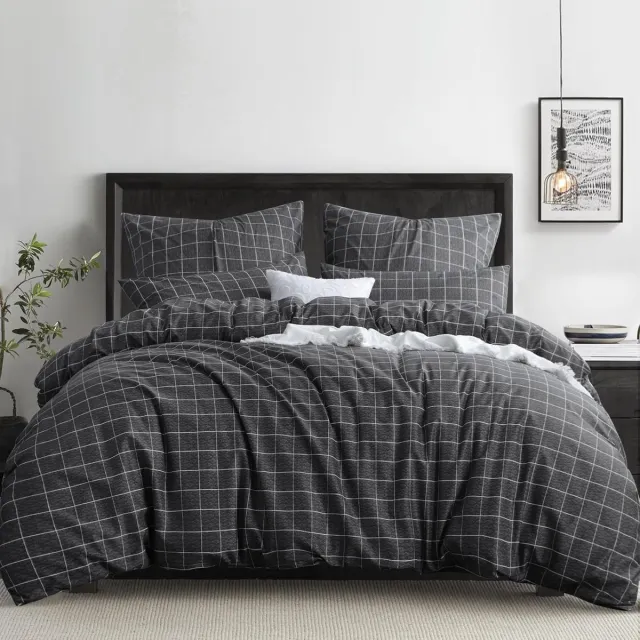 Riokem ® Zachte Microvezel Bedlinnen Set 200 x 220 cm met Rits en Kussenslopen grijs