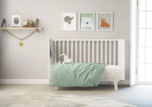 Mistral Home DEKBEDOVERTREK - gewassen katoen - 100 x 140 cm - junior - effen kleur - groen - Voor baby of peuter