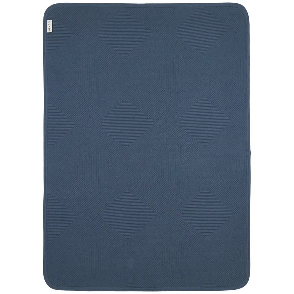 Meyco Jacquard flanel ledikantdeken donkerblauw, foto 2