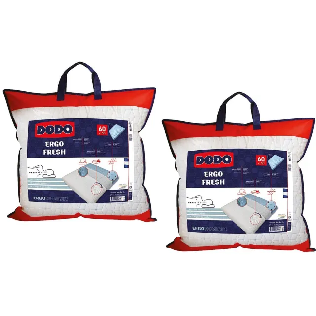 Vente-unique Set van 2 hoofdkussens DODO met vormgeheugen en verkoelend effect - 60 x 60 cm - FRESH Wit