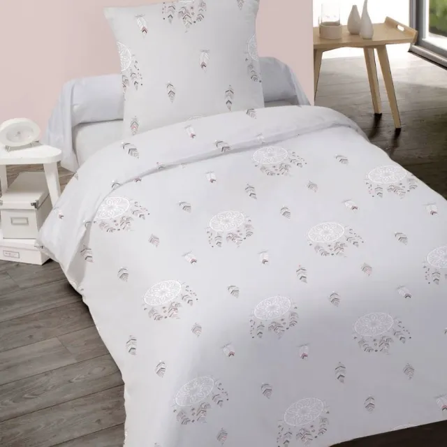 Better Nights Dekbedovertrek Songe 140x200 Light Grey - Pluim - Veertje licht grijs