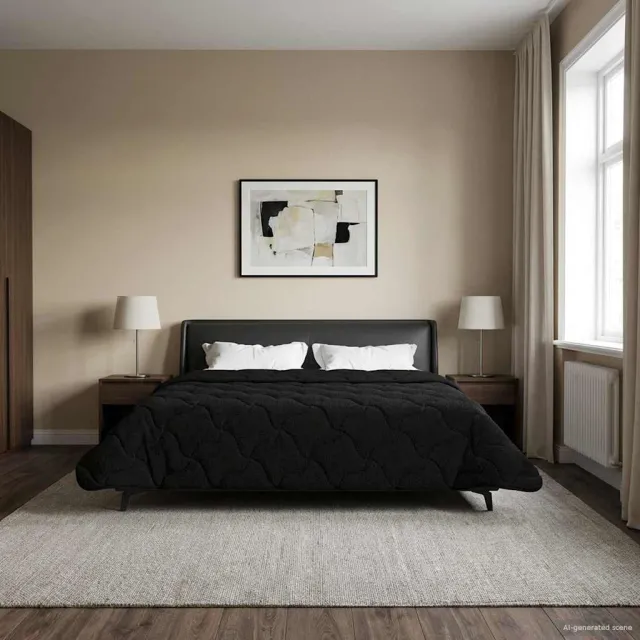 vidaXL Zomer Dekbed 240 x 260 cm Zomer Zwart Ademend