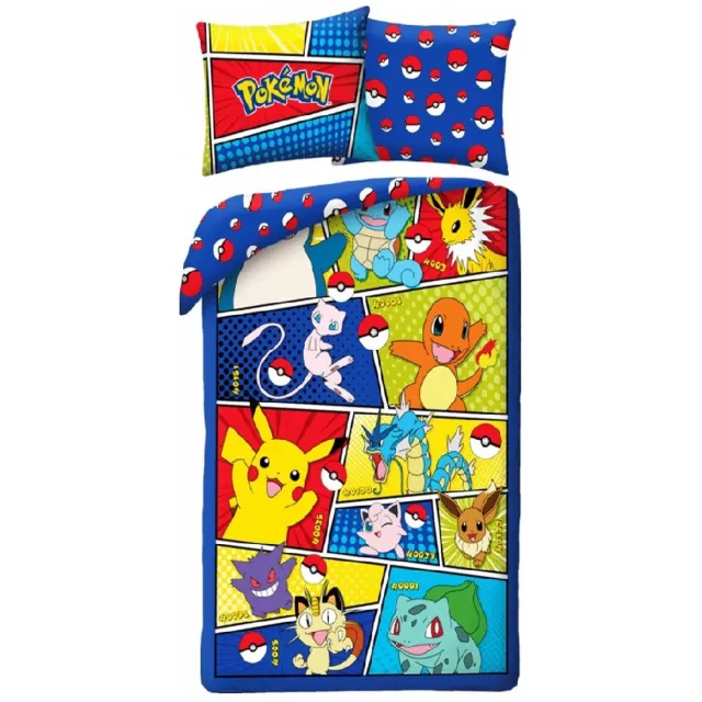 Pokémon Pokemon Dekbedovertrek screams 140 x 200 cm - 90 x 70 cm - Katoen Blauwlichtblauw