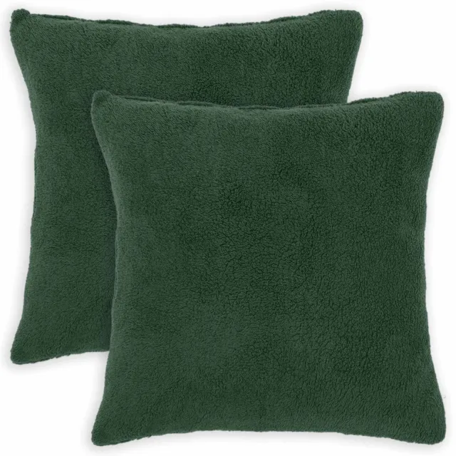 vidaXL Kussensloop 2 st HEERLEN Donkergroen 80 x 80 cm Bouclé