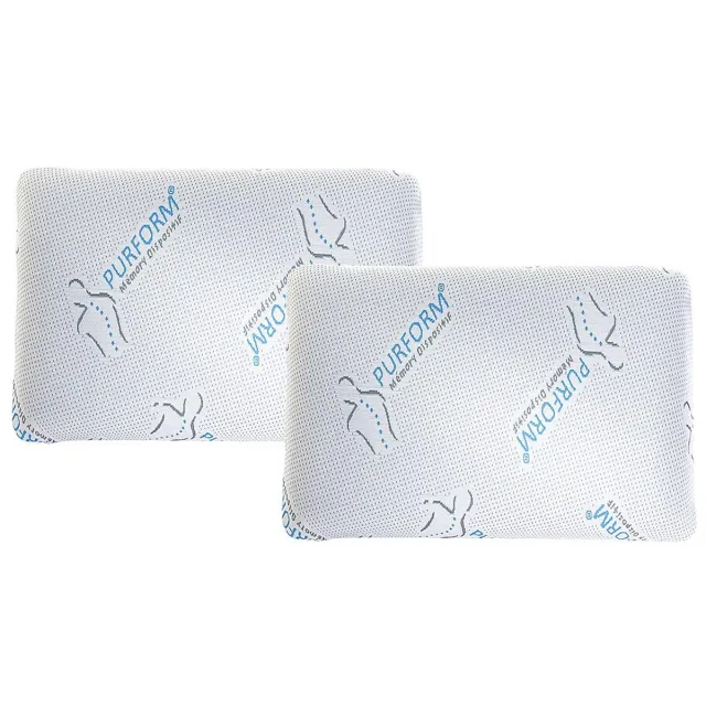 Vente-unique Set van 2 hoofdkussens met vormgeheugen anti-huisstofmijt 60 x 40 cm PURFORM - SIRONA Wit