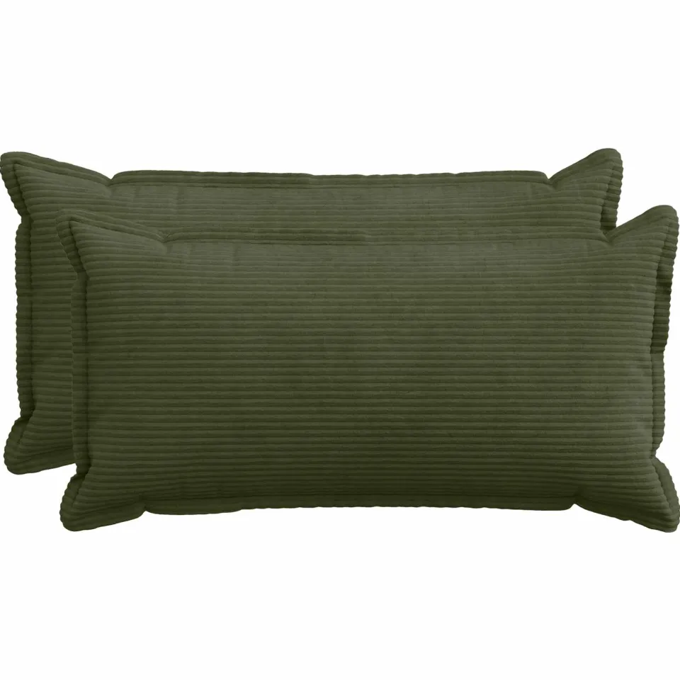 vidaXL Kussensloop 2 st HOUTEN Groen 40 x 70 cm corduroy, foto 3