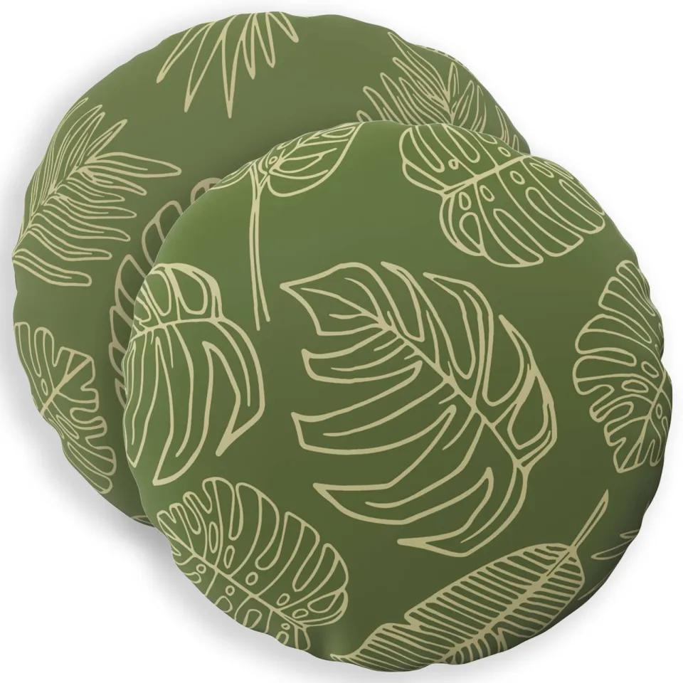 vidaXL Kussensloop 2 st HEERLEN Bladontwerp Dia. 60 cm Polyester Groen