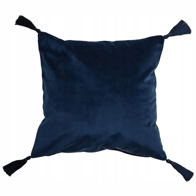 Chic Home Luxe Sierkussenhoes 45x45cm Donkerblauw Velours met Kwasten Glamour Boho