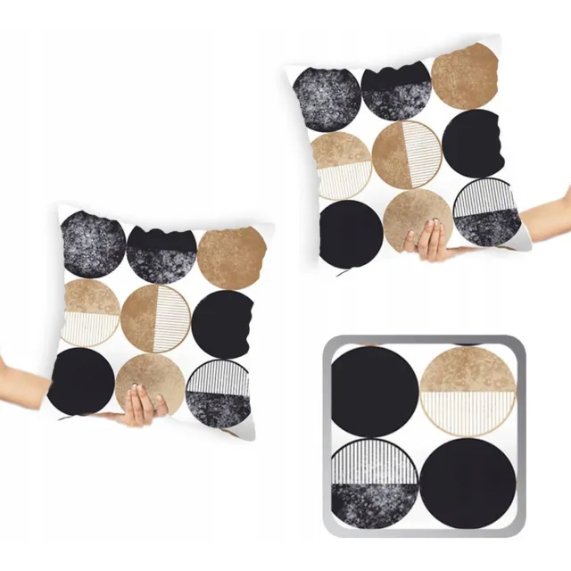Designpremium 2x Katoenen Satijnen Kussenhoes 40x40 cm - Moderne Cirkels meerkleurig