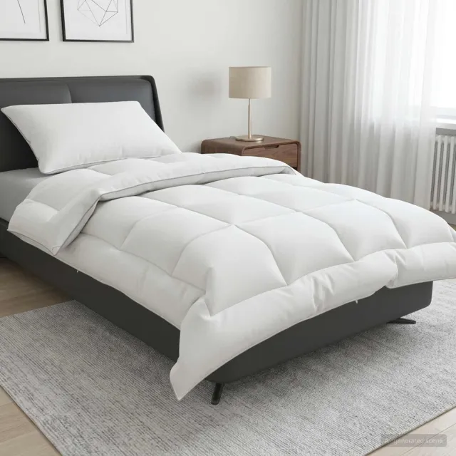 vidaXL Dekbed en Kussen Set 2 st 140x200 cm 4 seizoenen 220 GSM Wol Wit