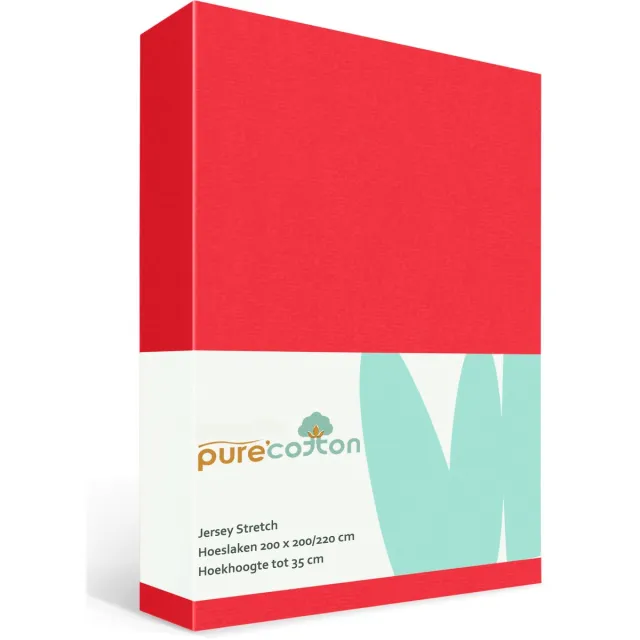 Beterkatoen Hoeslaken 200x200 - Katoen jersey - Hoekhoogte 35cm - Elastiek rondom - Rood
