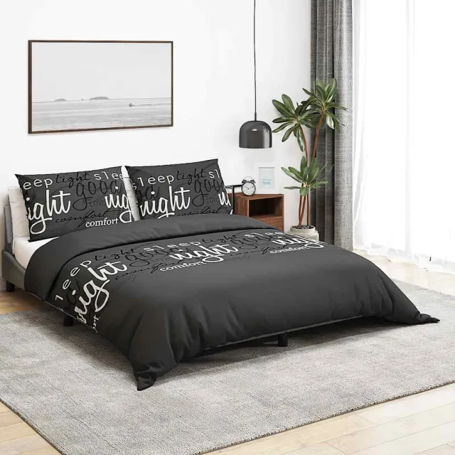 vidaXL Dekbedovertrekset 200x200 cm katoen zwart en wit, foto 2