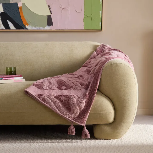 NOUS Living grafische plaid Rovigo oudroze, foto 2