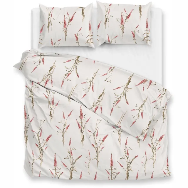 Zohome Elodie Dekbedovertrek - Naturel - Dekbedhoes van 100% Katoen-Flanel - Bloemen - 2 slopen 60/70 cm - AW25