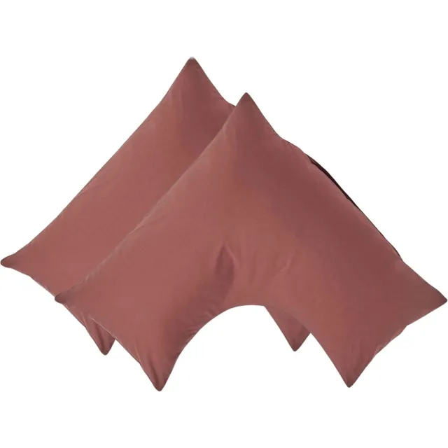 Homescapes Percale Katoen V-Kussensloop Set van 2 - Chocoladebruin - 100% Egyptisch Katoen - 200TC - 38 x 76 cm