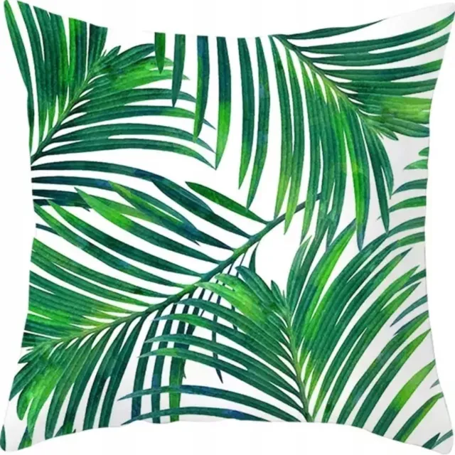 Fashion home Decoratieve kussensloop 45x45 cm met tropische bladeren Wit, Groen