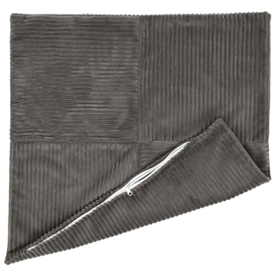 vidaXL Kussensloop 2 st ALMELO Donkergrijs 65 x 65 cm corduroy, foto 3