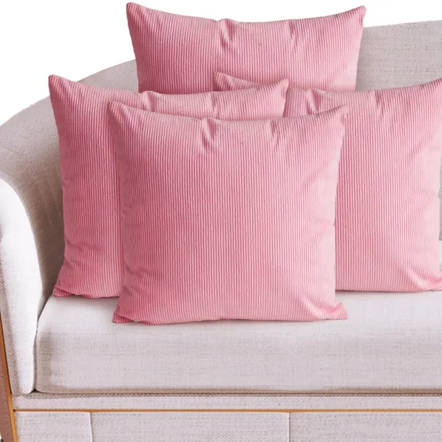 Unyqoos Set van 4 decoratieve kussenhoezen van zacht corduroy voor diverse ruimtes roze