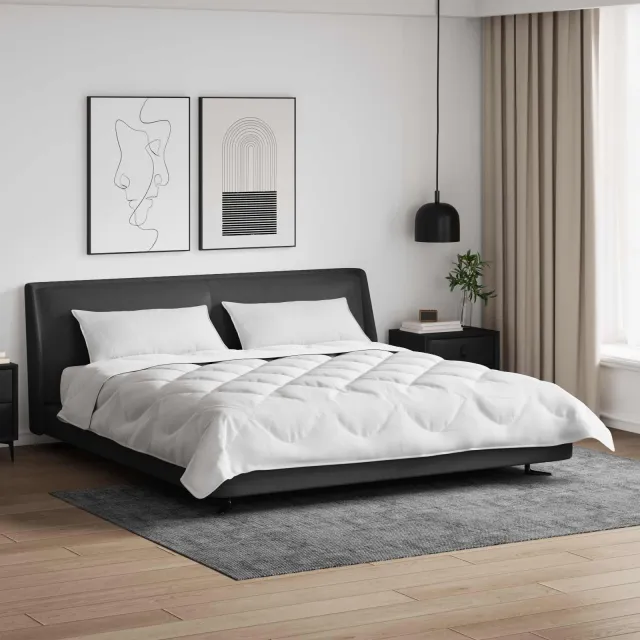 vidaXL Dekbed met Kussens met kussen 3 st Wit Microvezel