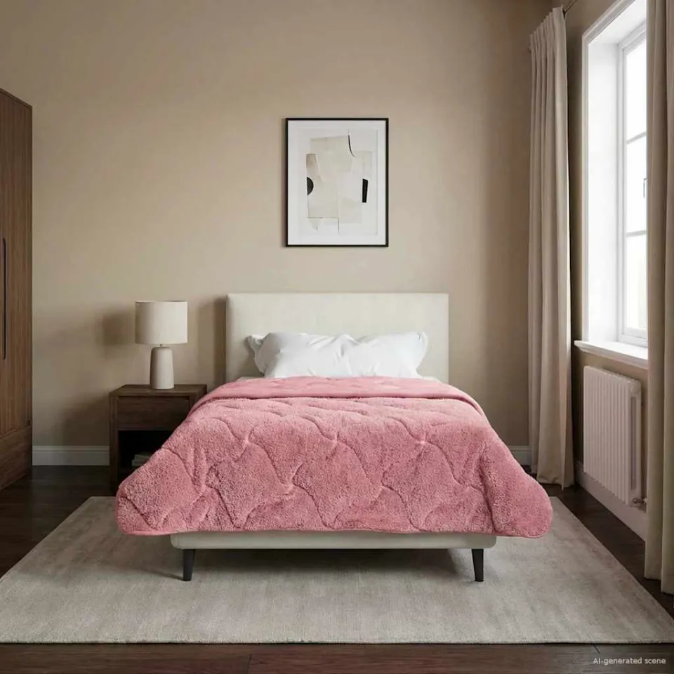 vidaXL Winter Dekbed 135 x 220 cm Winter roze, foto 4