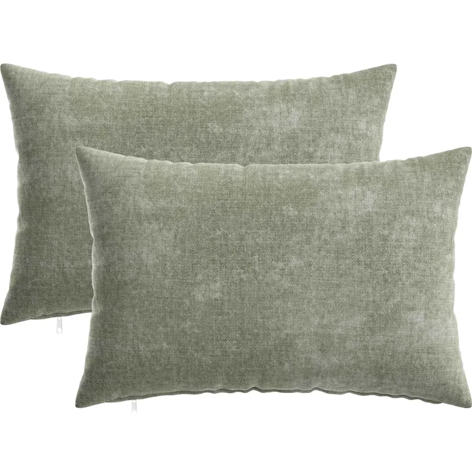 vidaXL Kussensloop 2 st HEERLEN Groen 50 x 75 cm Chenille Stof, foto 3