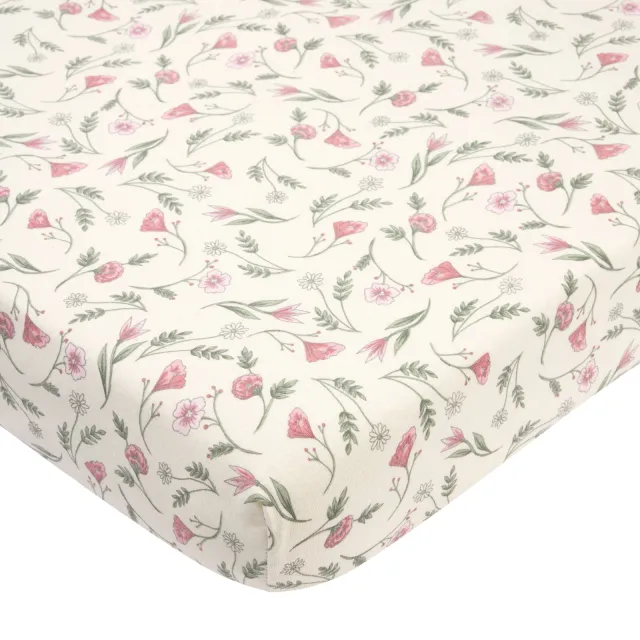 Meyco katoenen gebloemde hoeslaken ledikant 120x60 cm - meerkleurig Multi